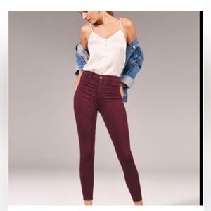 Abercrombie maroon Simone High rise Jean Ankle Legging